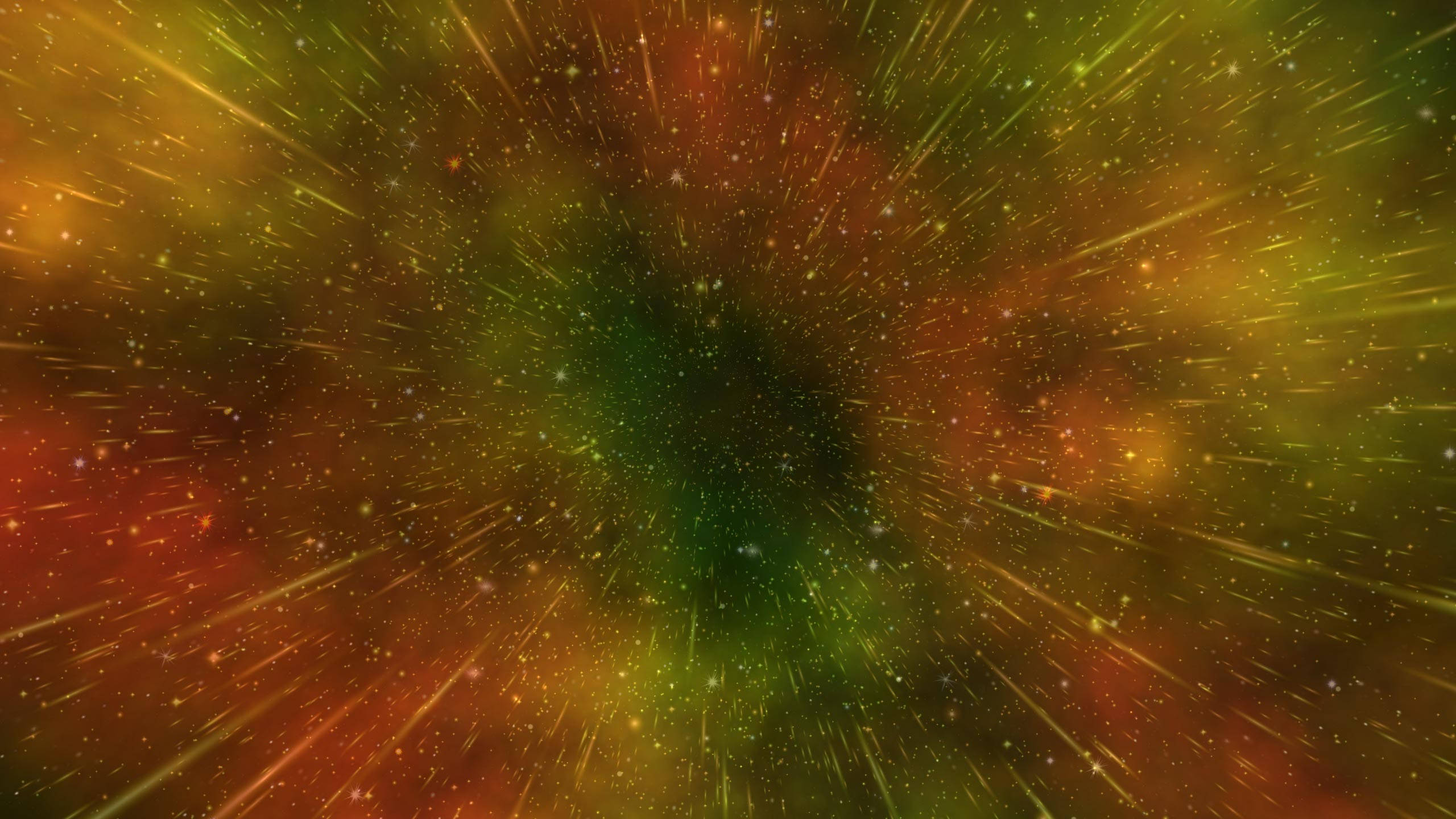 銀河 桌布 壁紙 — 一場充滿活力的宇宙爆炸在星空中散發出火橙色和翠綠色的條紋。