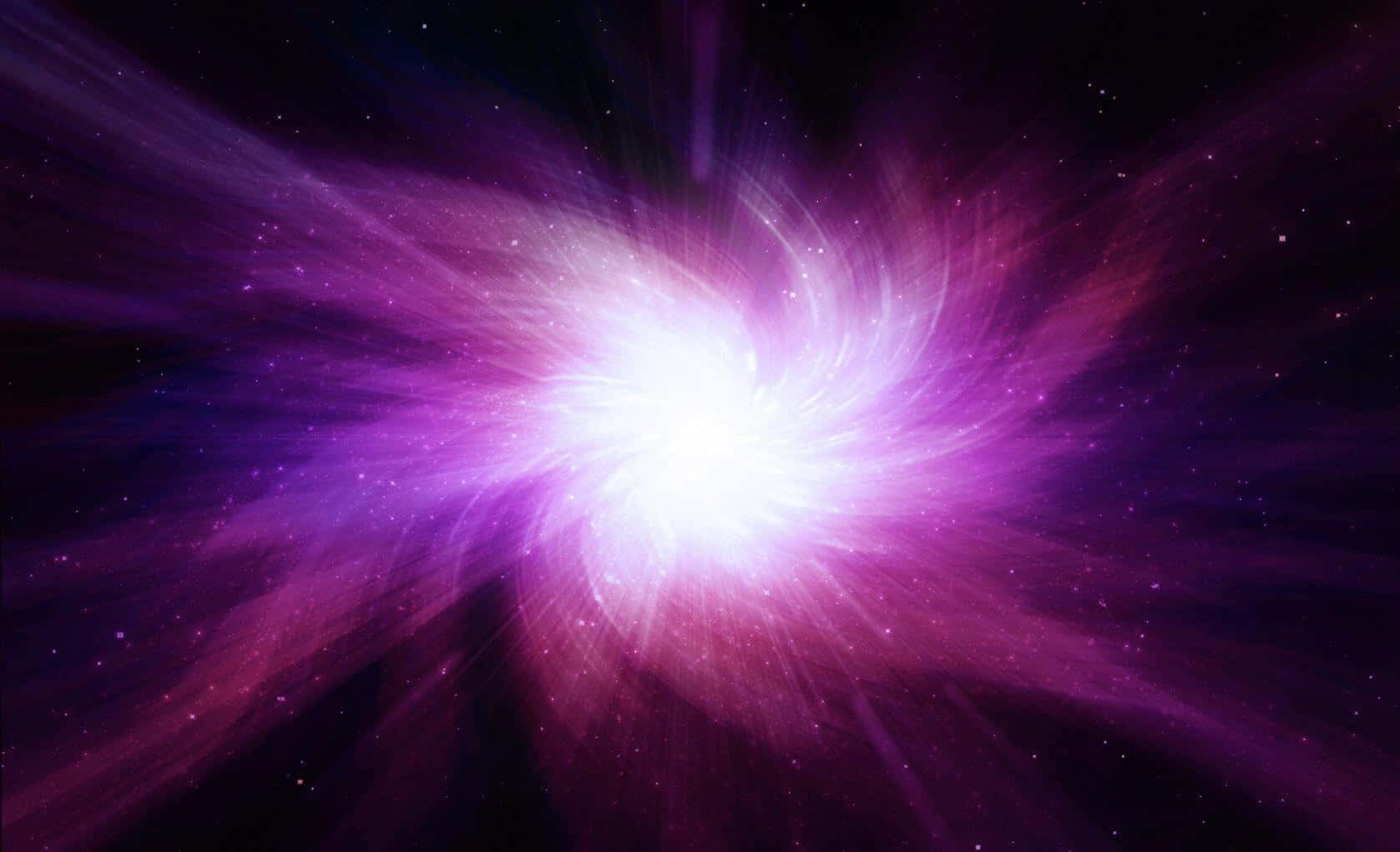 Purple Space 桌布 壁紙 — 一場燦爛的宇宙爆炸，在佈滿星星的黑色虛空中迸發出充滿活力的紫色和白色能量。