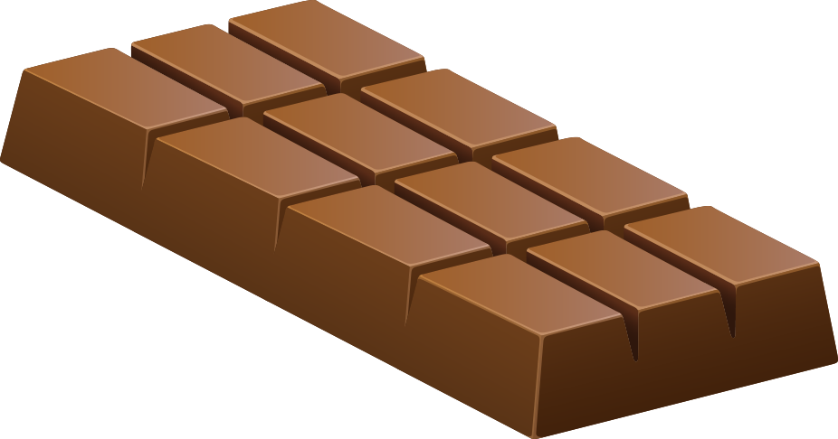 Chocolate 桌布 壁紙 — 一塊光滑的棕色巧克力棒，帶有分段方格，置於純黑背景上。