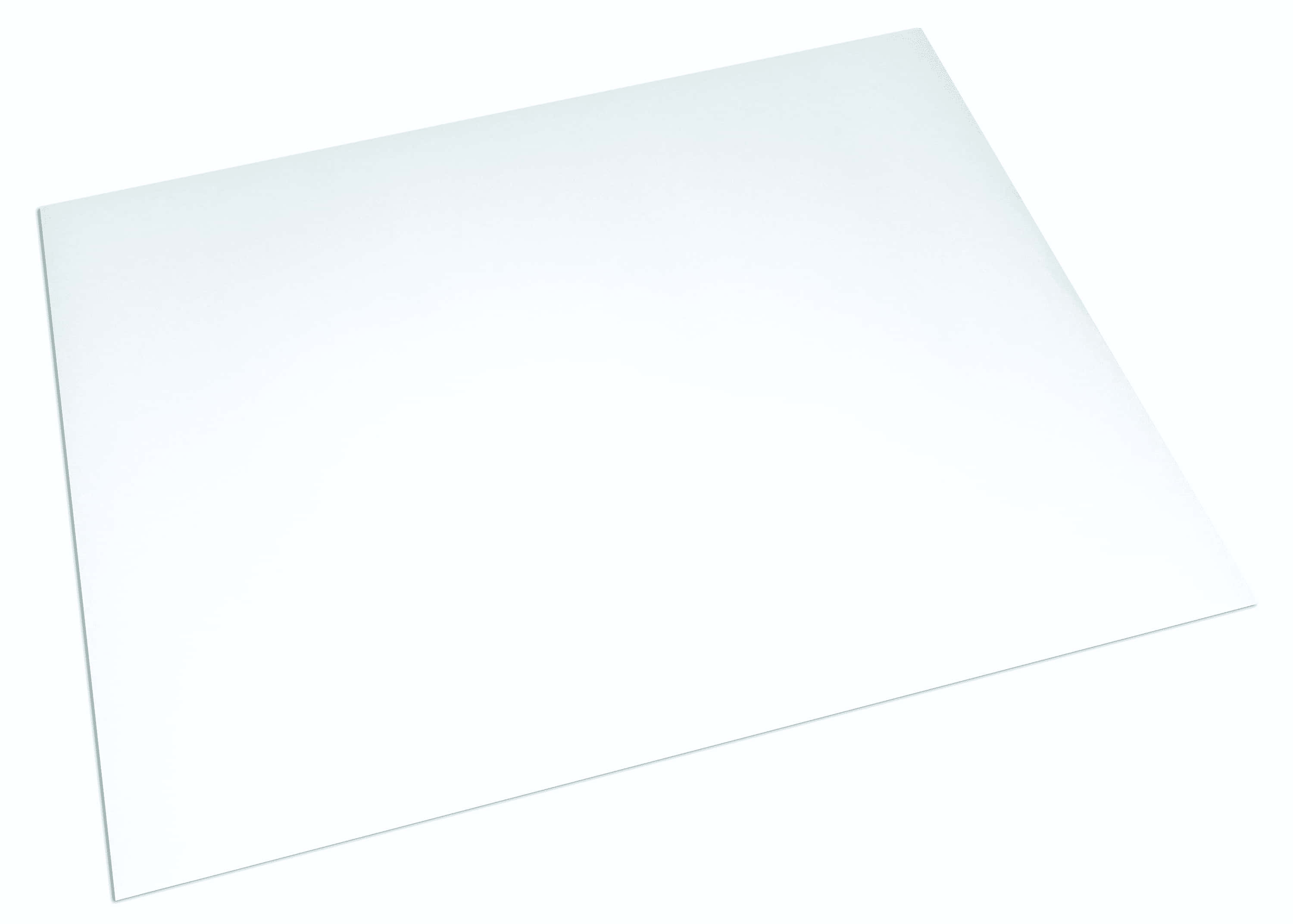 Poster Board 桌布 壁紙 — 一塊極簡白色矩形薄片，傾斜靠在無縫白色背景上，帶有柔和陰影。