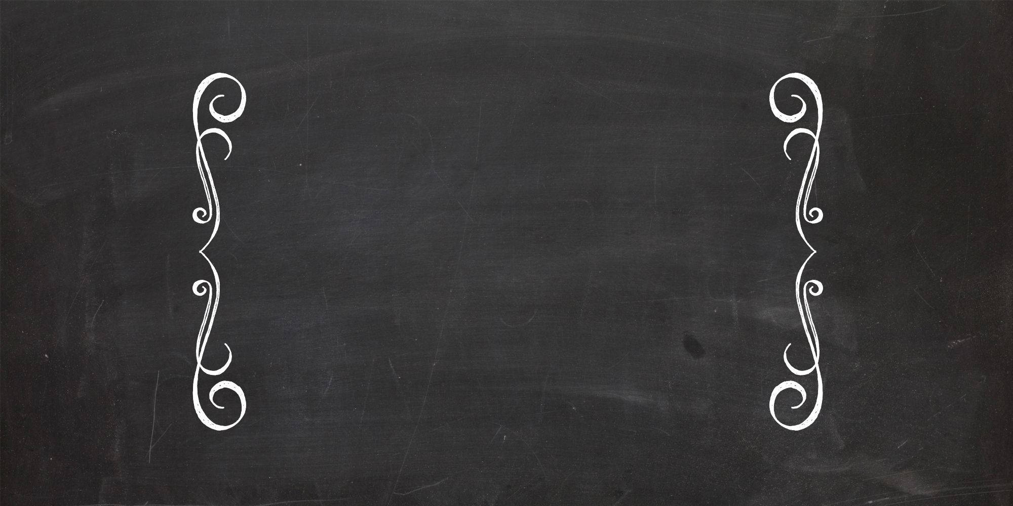 Chalkboard 桌布 壁紙 — 一塊深色黑板，兩側有優雅的白色裝飾漩渦，襯托出紋理表面。