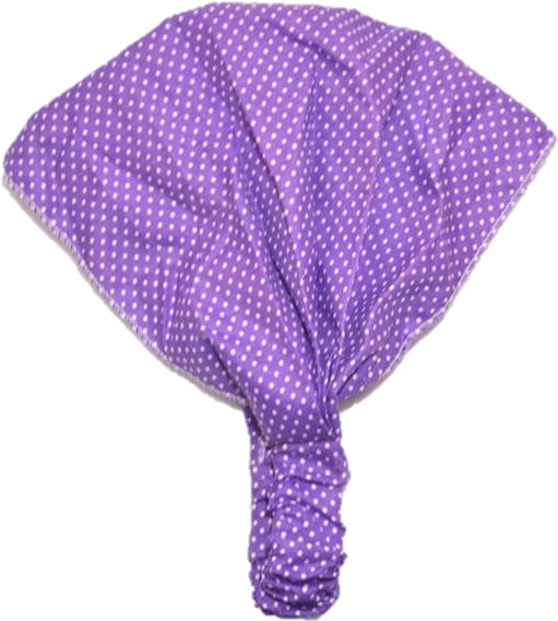 Head Bandana 桌布 壁紙 — 一塊紫色帶白色圓點的布料在黑色背景上打成結。