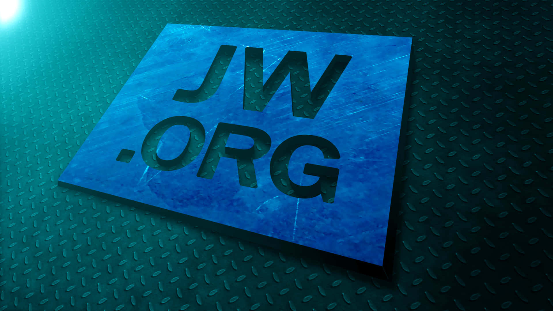 藍色JW.ORG標誌牌，有紋理的金屬表面，綠色燈光。 — 深綠色動畫 壁紙