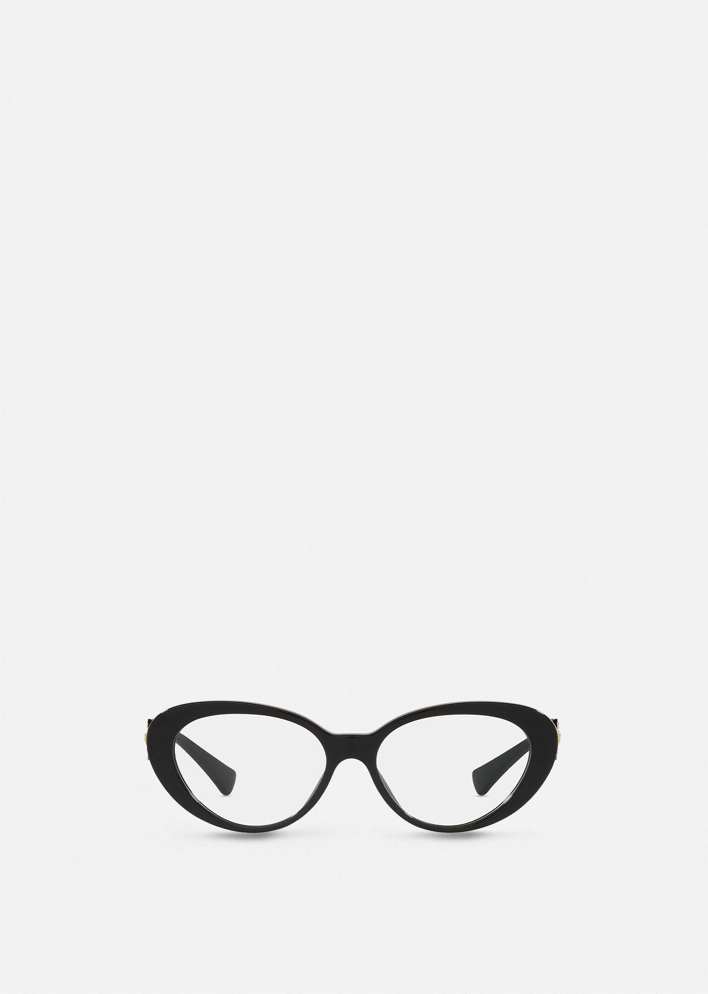 glasses 桌布 壁紙 — 一對時尚的黑色貓眼眼鏡居中放置在簡約的白色背景上。