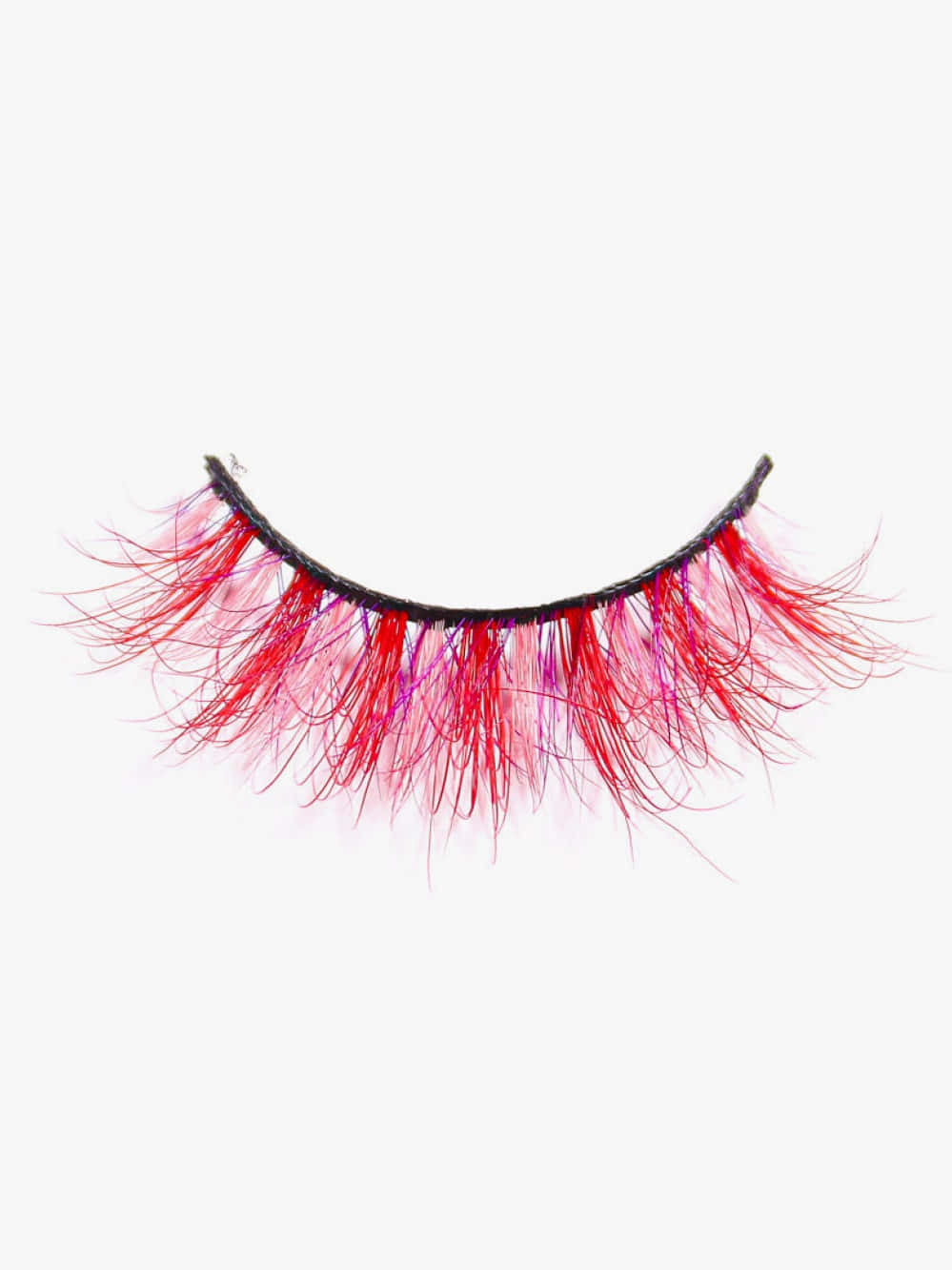 Eyelash 桌布 壁紙 — 一對鮮豔的紅色和粉紅色漸變假睫毛，帶有羽毛般的質感，在純白色背景上。