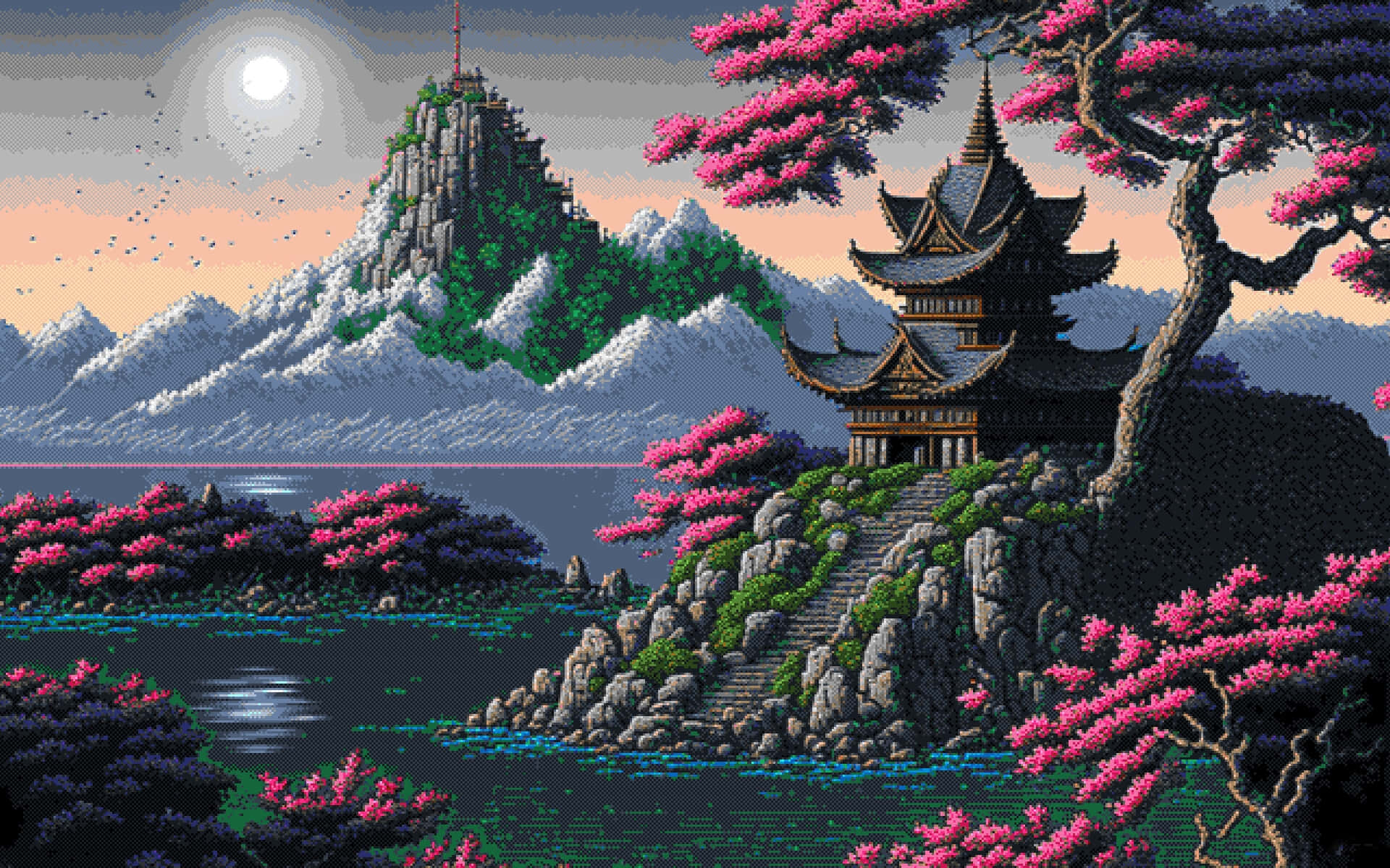 一幅中國村莊的畫 壁紙