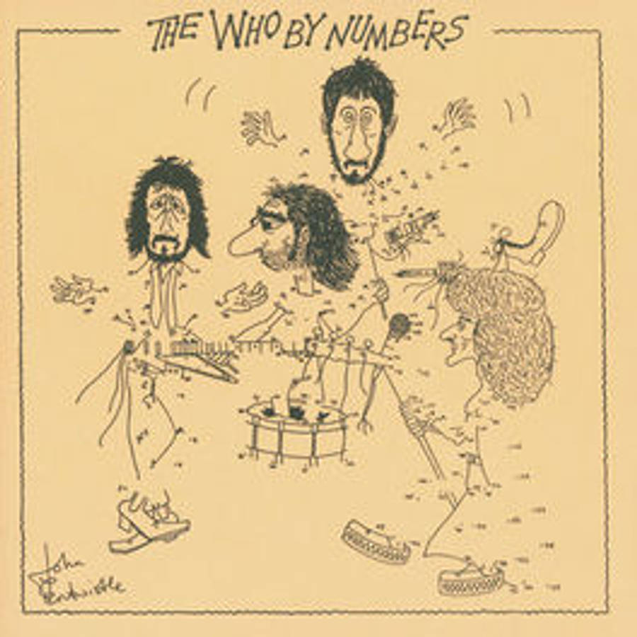 音樂 桌布 壁紙 — 一幅以懷舊棕色調繪製的卡通草圖，描繪 The Who 樂團成員演奏樂器，表情誇張，周圍碎片飛揚。