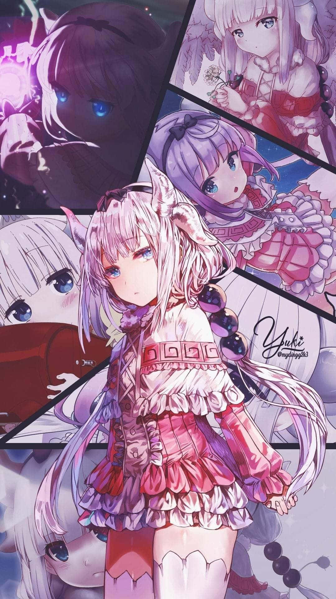 Aesthetic Anime Pfp 桌布 壁紙 — 一幅充滿活力的動漫拼貼畫，以多個粉紅色頭髮和藍色眼睛的角色分層排列。