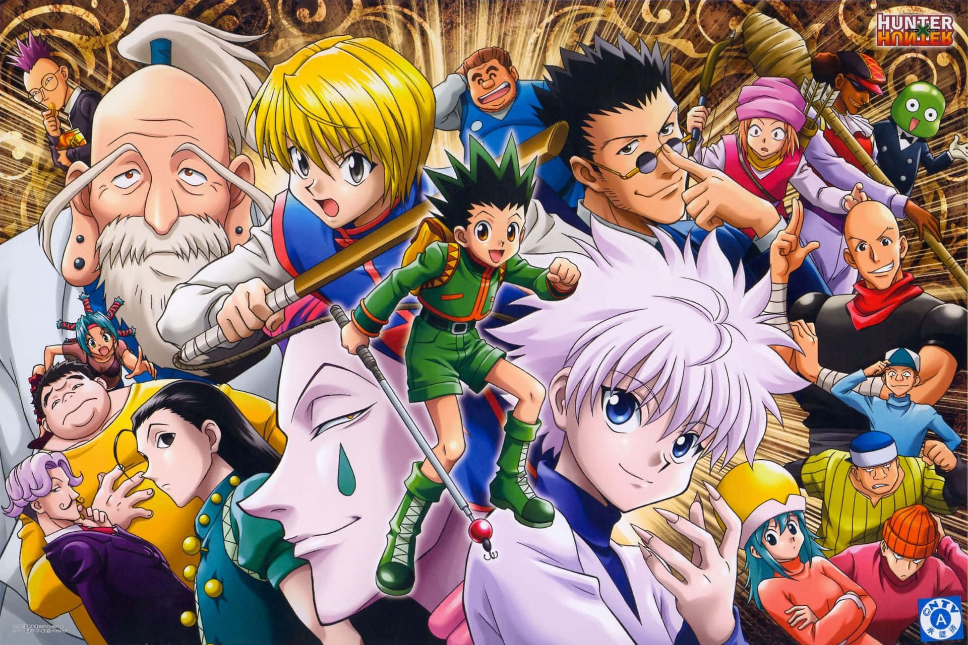 《Hunter x Hunter》動漫角色以色彩繽紛的動作姿勢呈現。 — 獵人 x 獵人 GIF 壁紙
