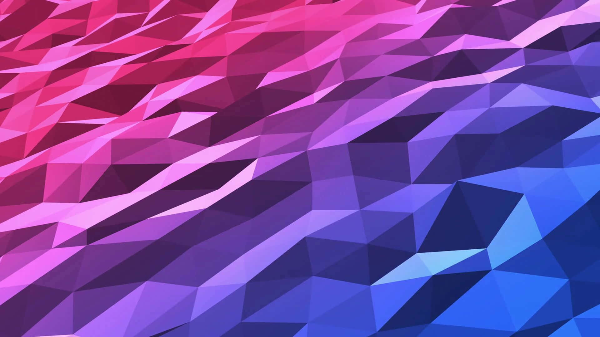 Geometric Pattern 桌布 壁紙 — 一幅充滿活力的抽象壁紙，帶有粉紅色到藍色的三角形切面，沿對角線流動。
