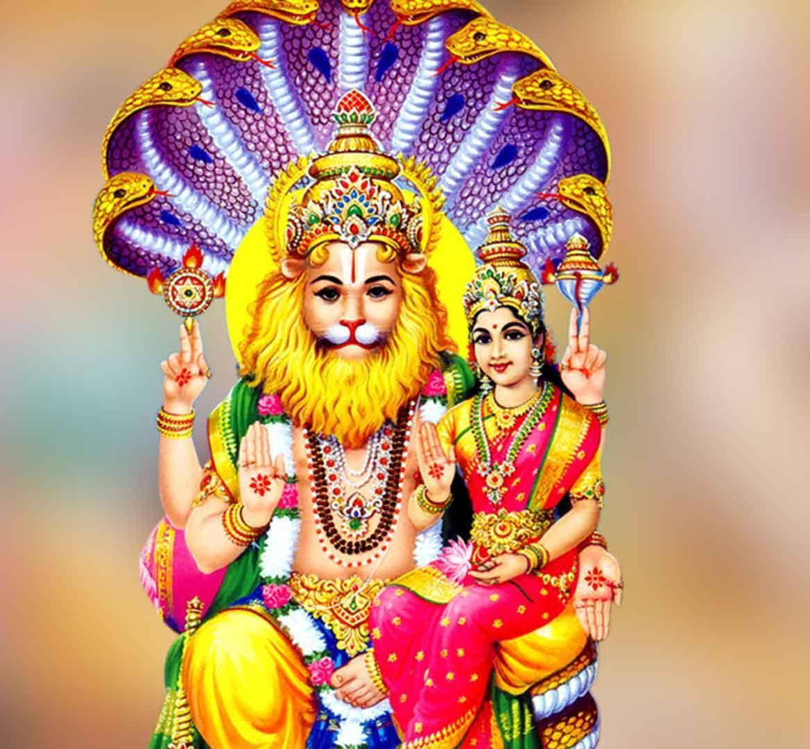 vishnu HD 桌布 壁紙 — 一幅充滿活力的數位插圖，描繪了濕婆神和帕爾瓦蒂身著色彩繽紛的服飾，頭戴多頭蛇冠。