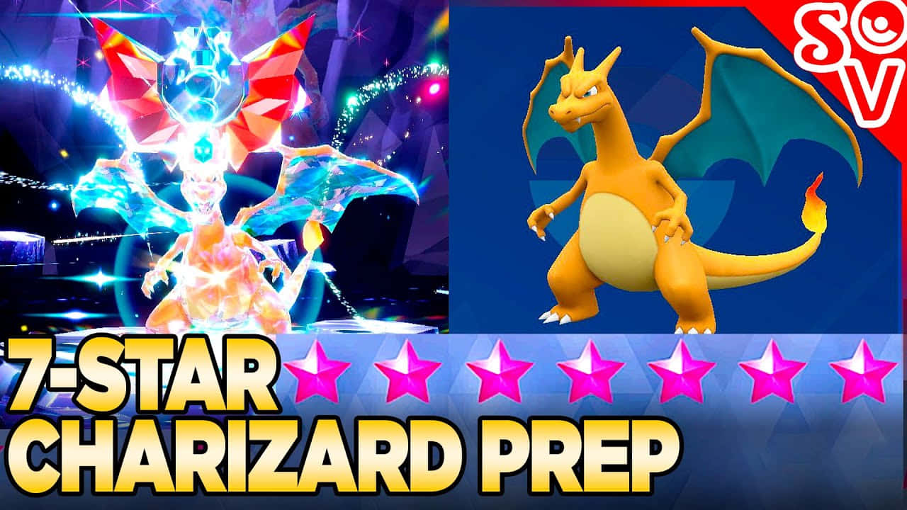 Charizard Pokemon 桌布 壁紙 — 一幅充滿活力的數位藝術作品，描繪了一隻發光、星力驅動的噴火龍與一隻經典橙色噴火龍在宇宙背景前。