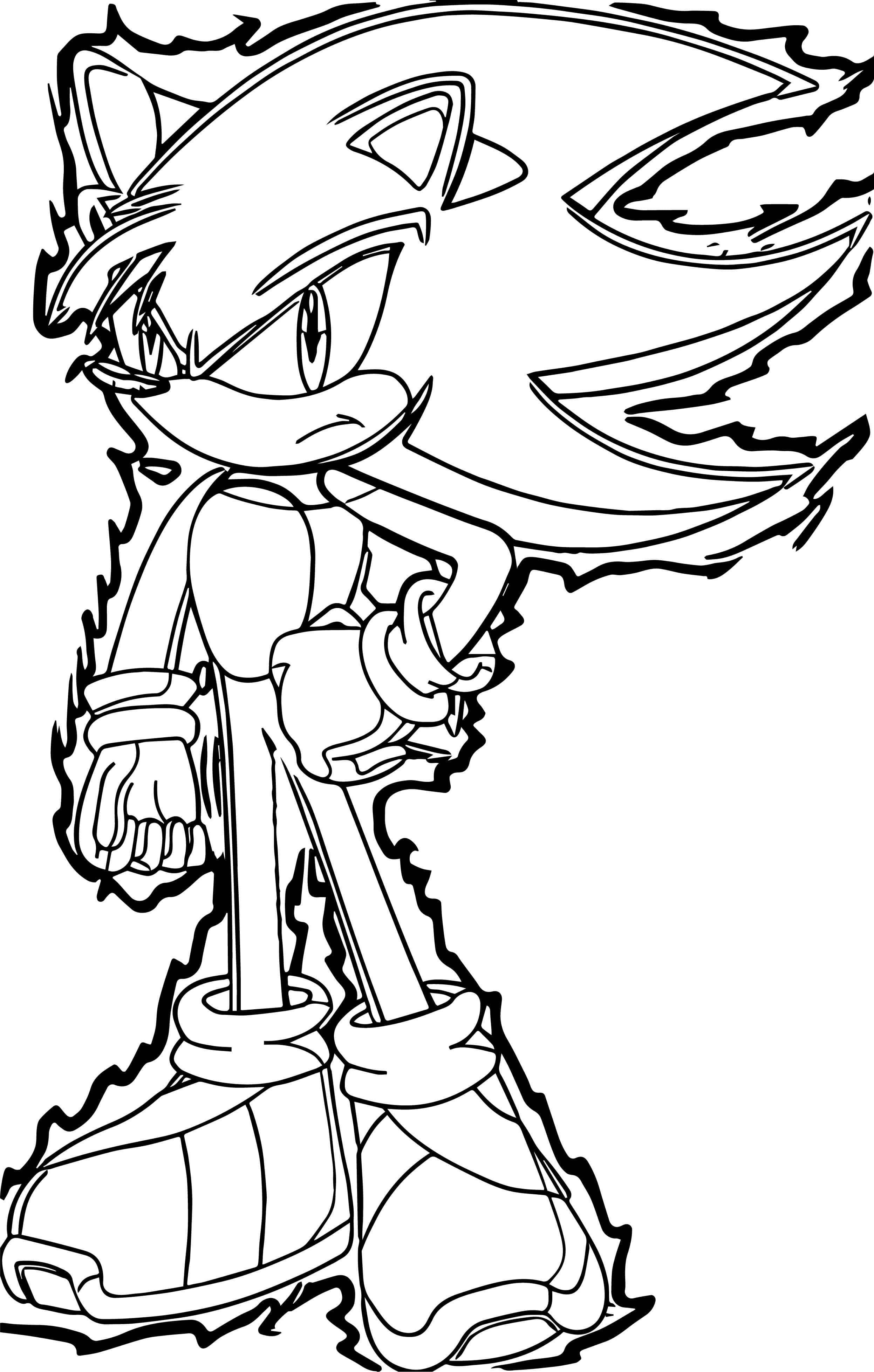 Super Sonic 桌布 壁紙 — 一幅動態黑白線條藝術作品，描繪音速小子以奔跑姿勢，身後帶有運動線條。