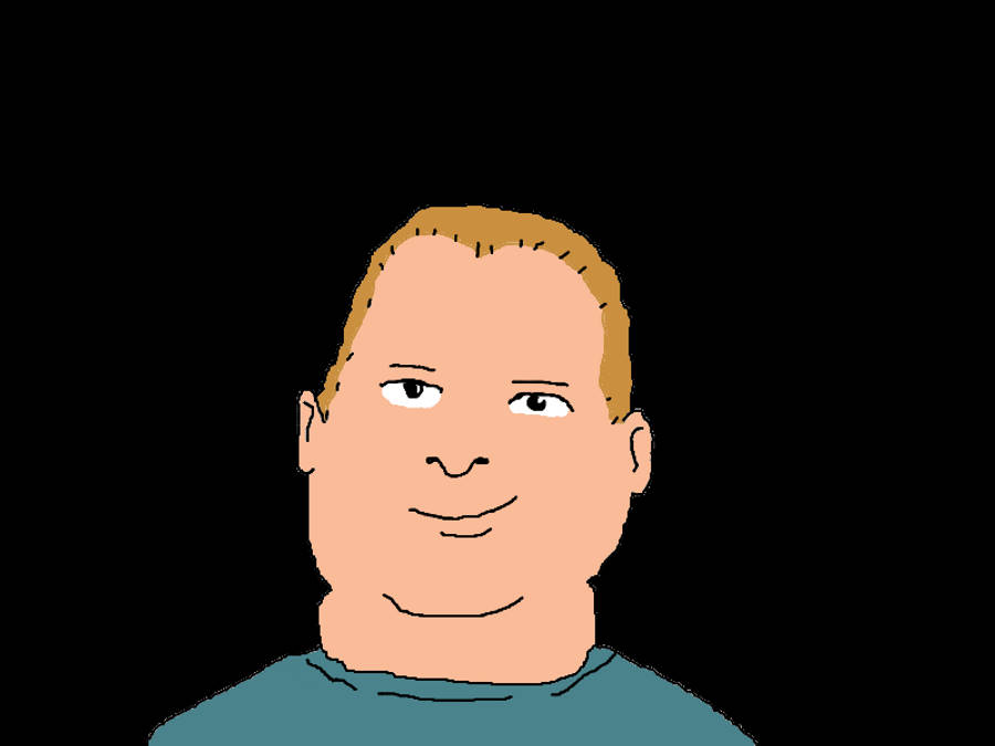 Bobby Hill 桌布 壁紙 — 一幅卡通插圖，描繪一個金髮、帶著微妙微笑的男子，背景為黑色。