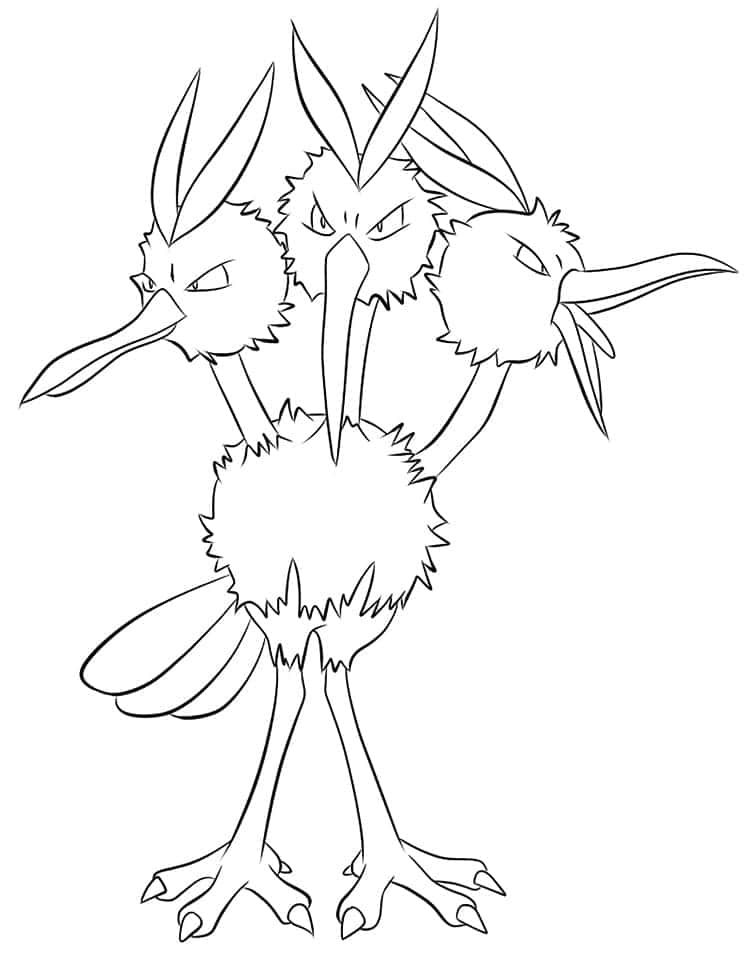 電玩遊戲 桌布 壁紙 — 一幅大膽的黑白線條畫，描繪一隻三頭鳥狀生物，擁有尖銳的喙和憤怒的眼睛。