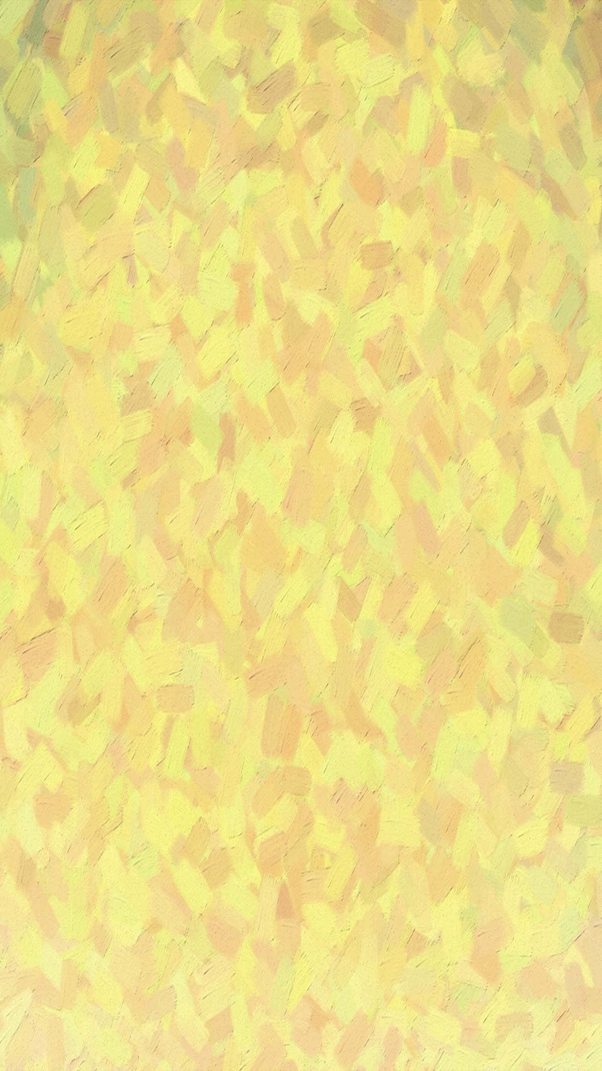 Yellow Painting 桌布 壁紙 — 一幅帶有紋理的抽象畫，以溫暖的黃桃和淡綠色調呈現層疊的筆觸。