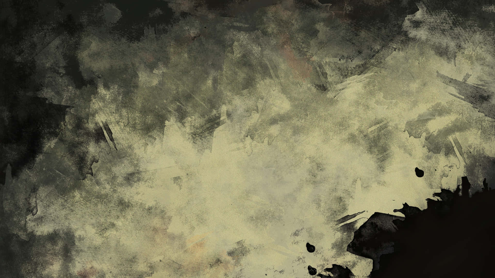 Aesthetic Black Grunge 桌布 壁紙 — 一幅帶有紋理的抽象畫，採用抹開的深灰色和米色色調，營造出粗糙的氛圍效果。