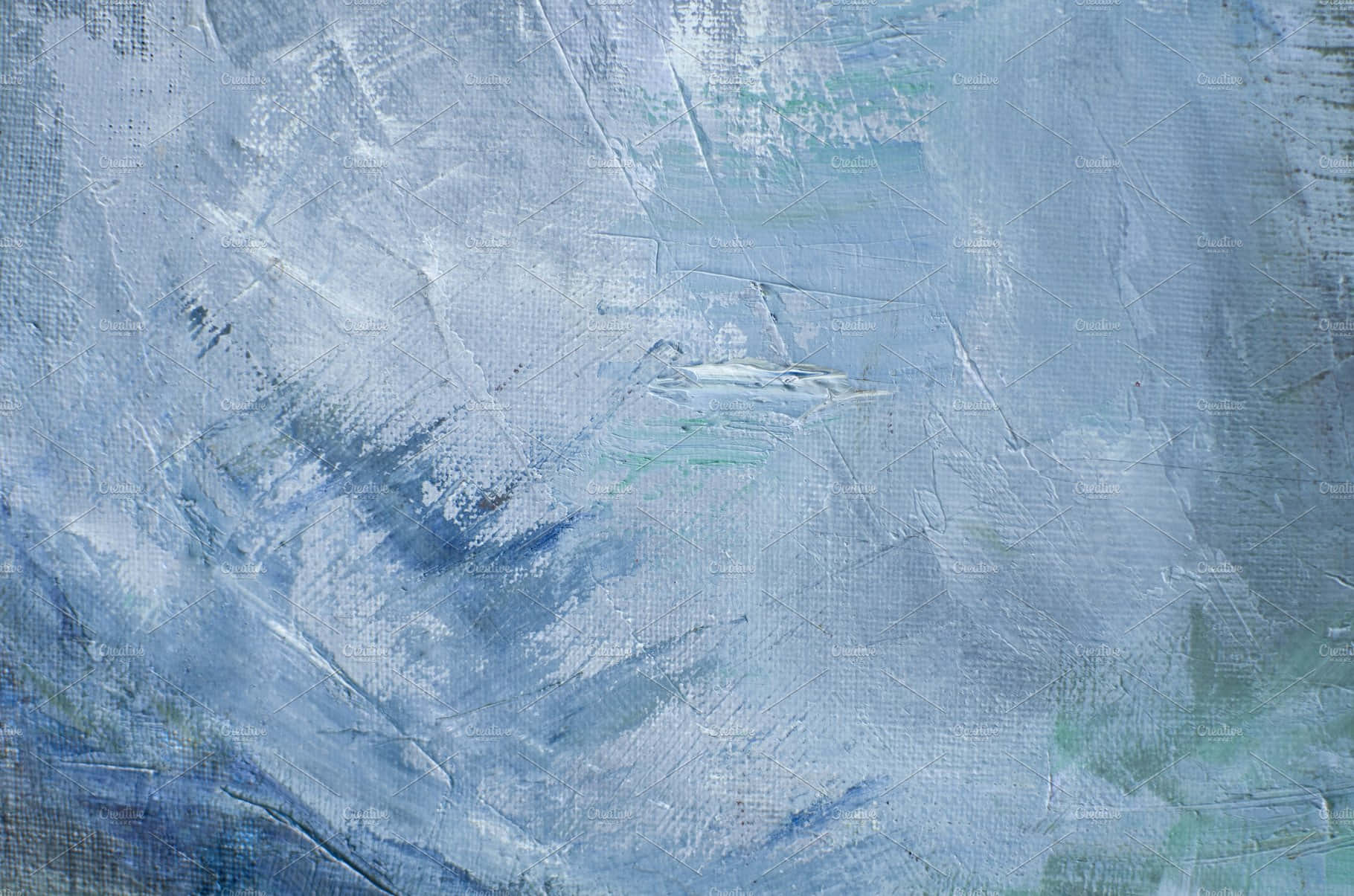 Painting 桌布 壁紙 — 一幅抽象紋理畫作，在畫布上以藍色、白色和綠色的分層筆觸營造出寧靜的藝術表面。