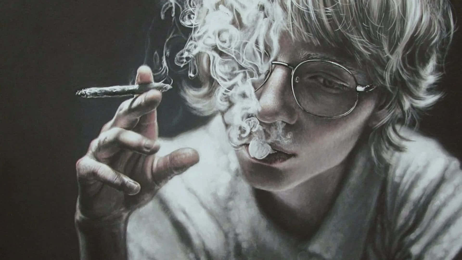 一幅描繪吸菸男孩的畫作 壁紙