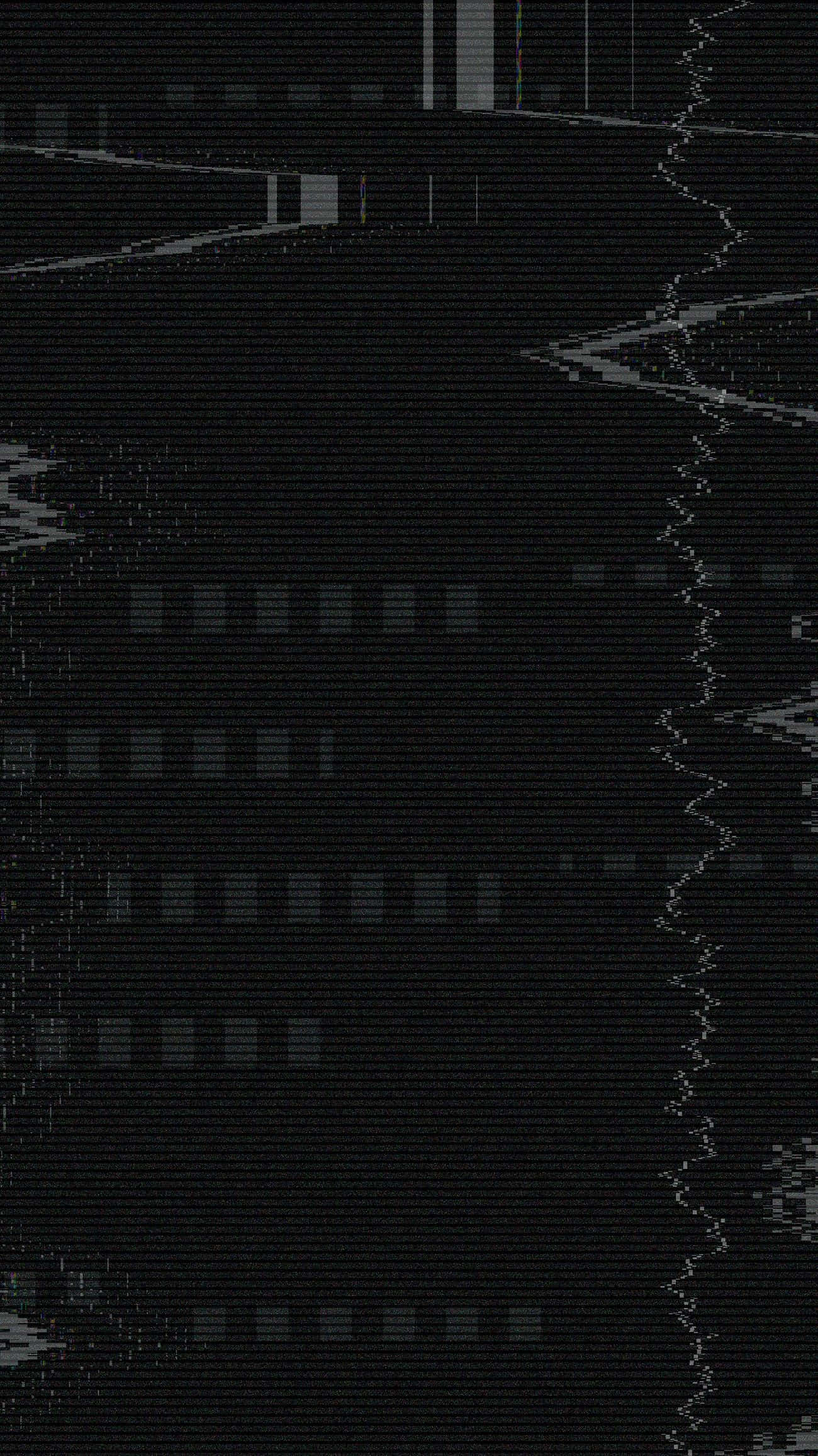 glitch art 桌布 壁紙 — 一幅故障藝術桌布，帶有扭曲的數位雜訊和碎片化的像素線條，背景為深色。