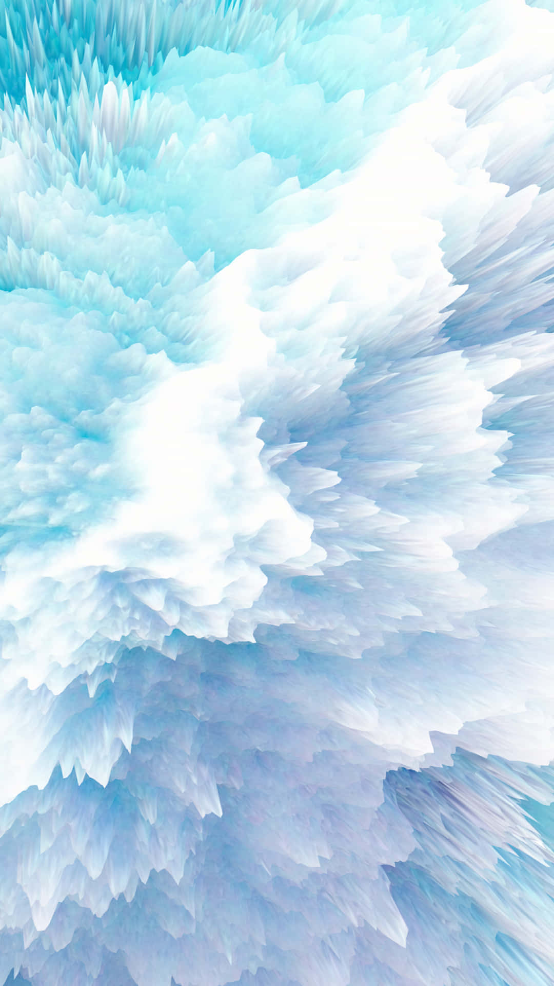 Clouds Aesthetic Tumblr 桌布 壁紙 — 一幅數位藝術作品，流動的冰藍色和白色羽毛般的紋理，營造出柔和空靈的抽象背景。