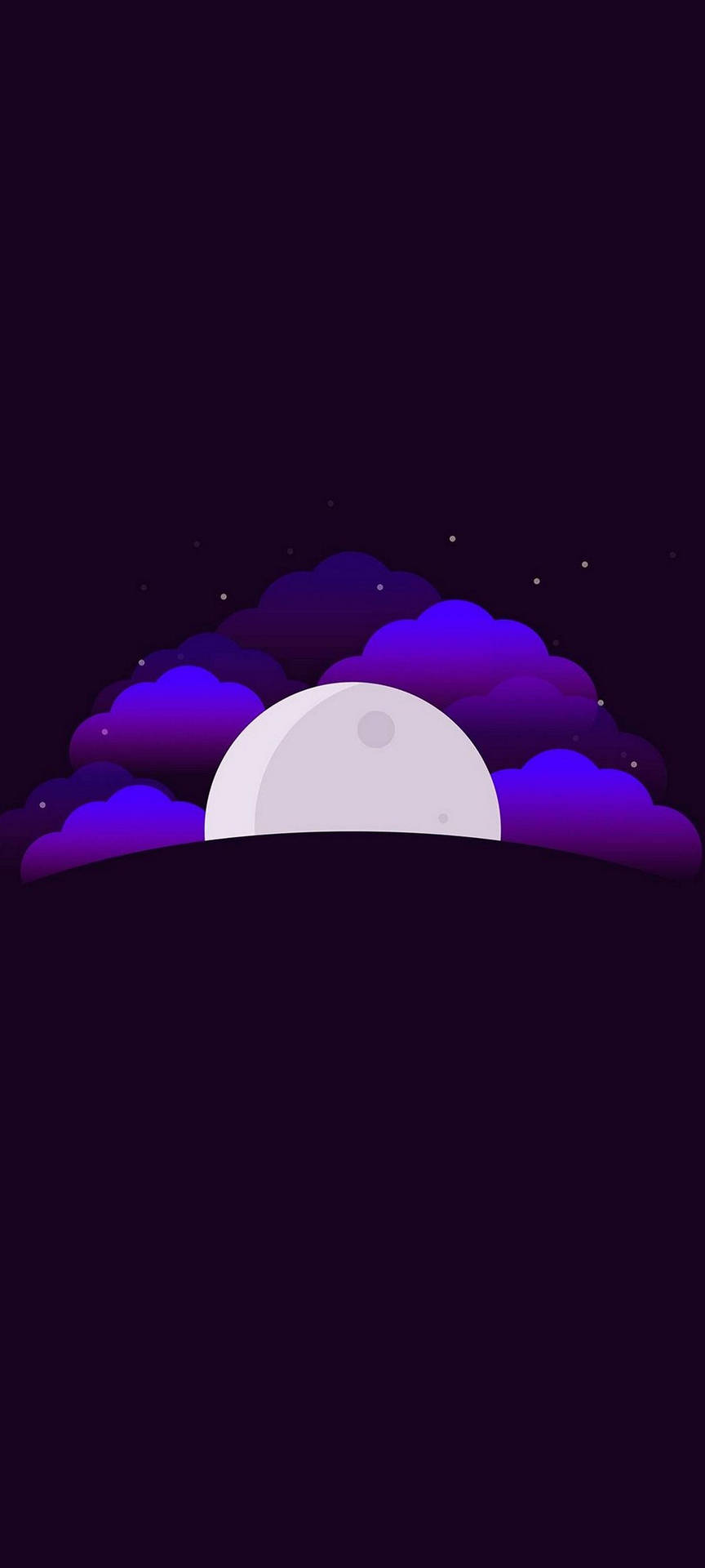 蒼白的月亮在星空下從紫色雲層後升起。 — 三星 S21 Ultra 壁紙
