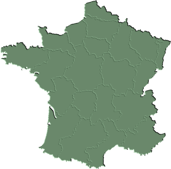 France 桌布 壁紙 — 一幅極簡風格的綠色法國地圖，內部邊界在黑色背景上勾勒出來。