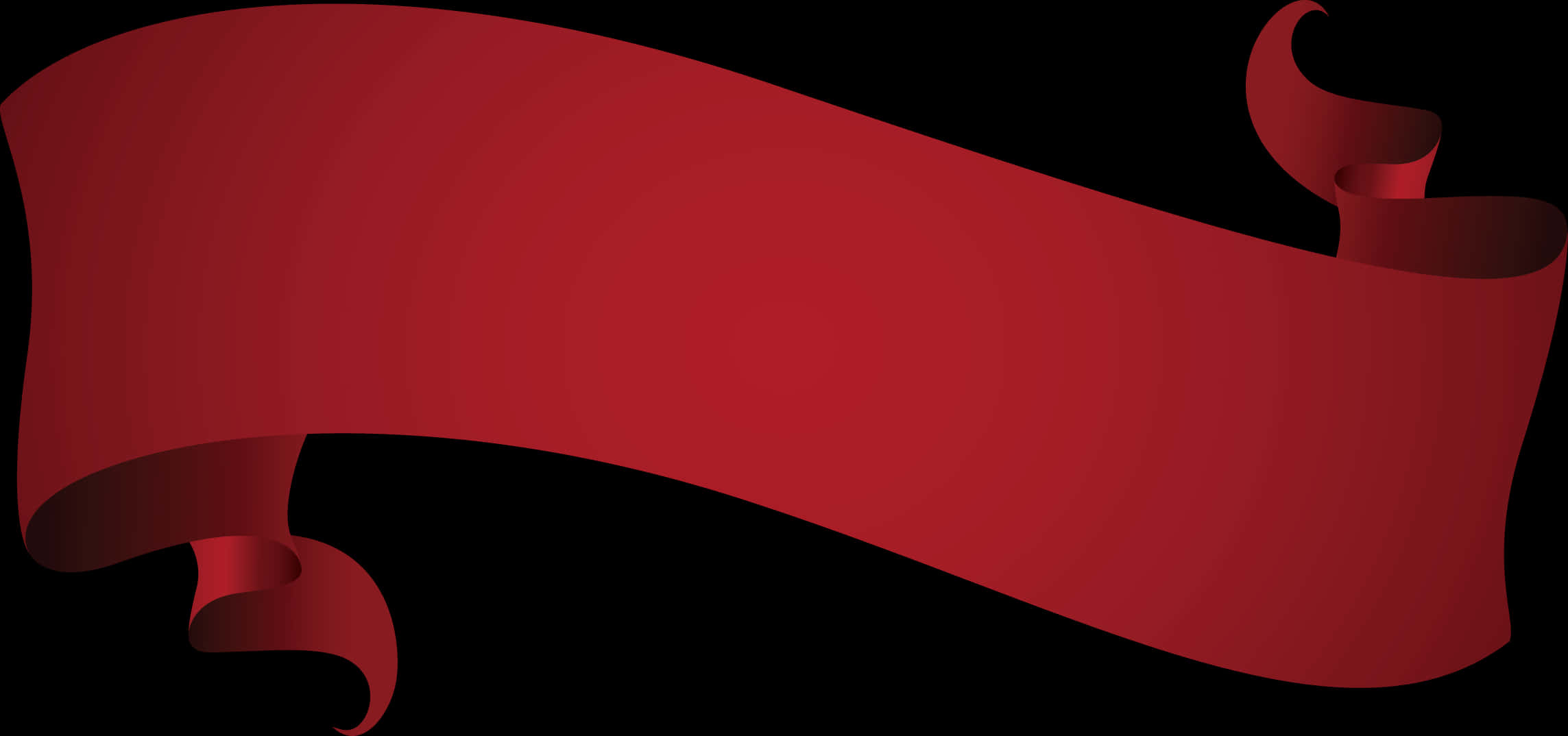 Ribbon Banner 桌布 壁紙 — 一幅流動的深紅色橫幅，末端捲曲，漂浮在純黑色背景上。