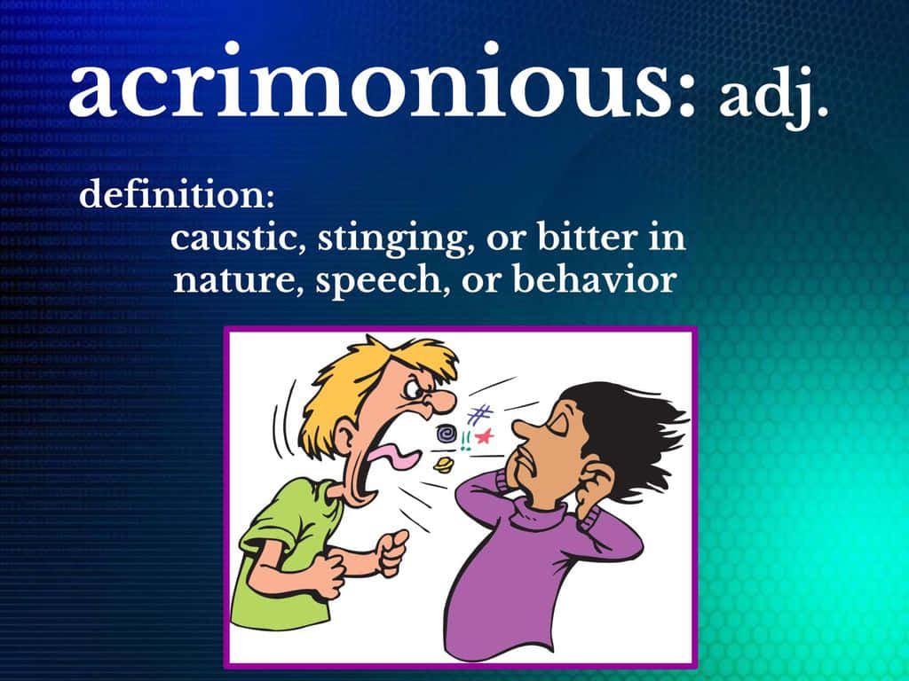 Acrimonious 桌布 壁紙 — 一幅漫畫描繪一個人憤怒地向另一個人大喊，而另一個人則捂住耳朵以阻擋尖銳的言辭。