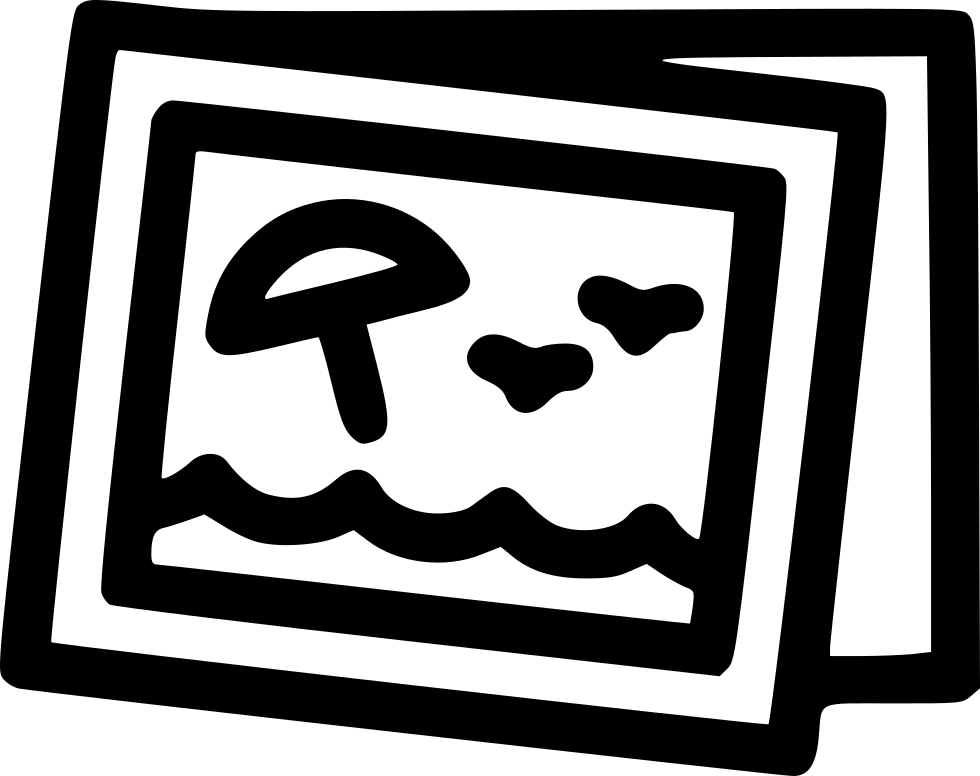 Clip Art 桌布 壁紙 — 一幅簡約黑白線條畫，描繪一個傾斜的相框，內有一個風格化的臉孔，下方有波浪線條。