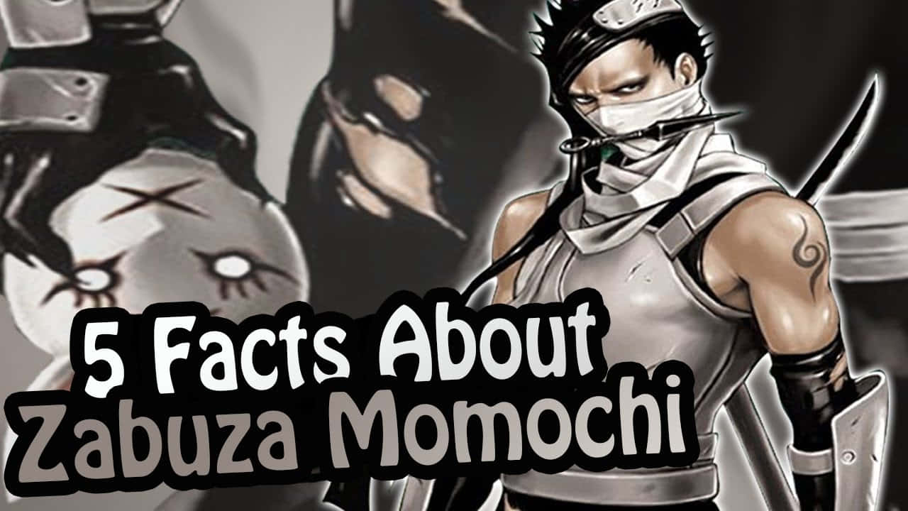 Zabusa Momochi 桌布 壁紙 — 一幅粗獷的動漫風格插圖，描繪了戴著面具、手持劍的桃地再不斬，背景陰暗，還有另一個戴面具的人物。