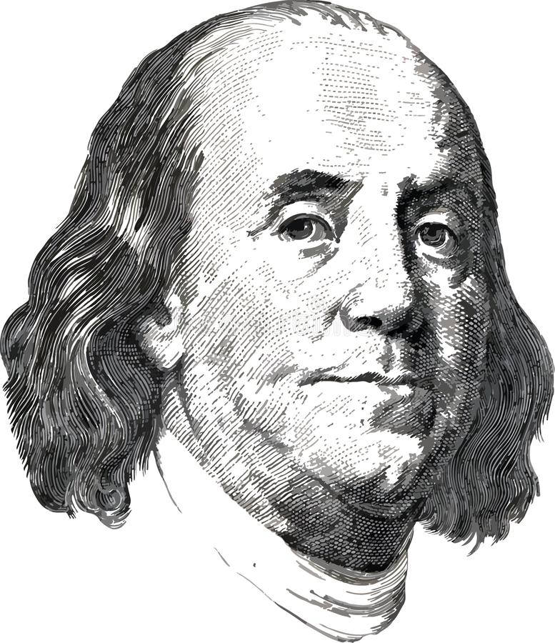 Franklin 桌布 壁紙 — 一幅細節豐富的黑白雕刻班傑明·富蘭克林肖像，帶有紋理線條和富有表現力的眼睛。