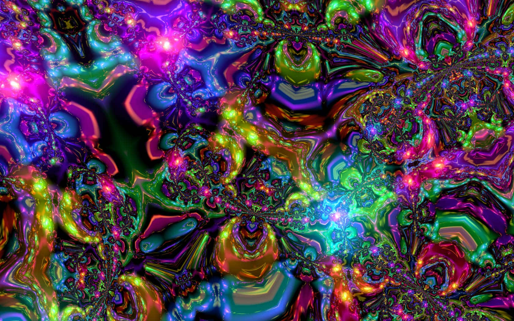 一幅色彩繽紛的分形藝術圖像，充滿許多彩色光點 壁紙