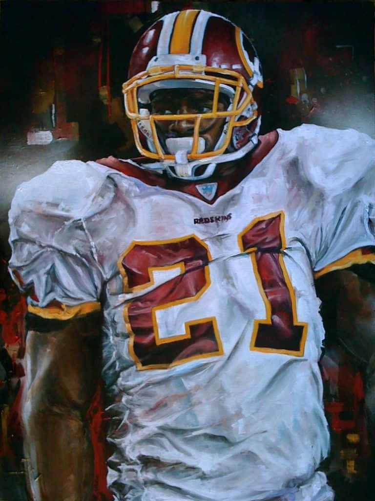 Sean Taylor 桌布 壁紙 — 一幅華盛頓紅皮隊美式足球員的繪畫肖像，身穿帶有棗紅色和金色點綴的白色球衣，號碼21。