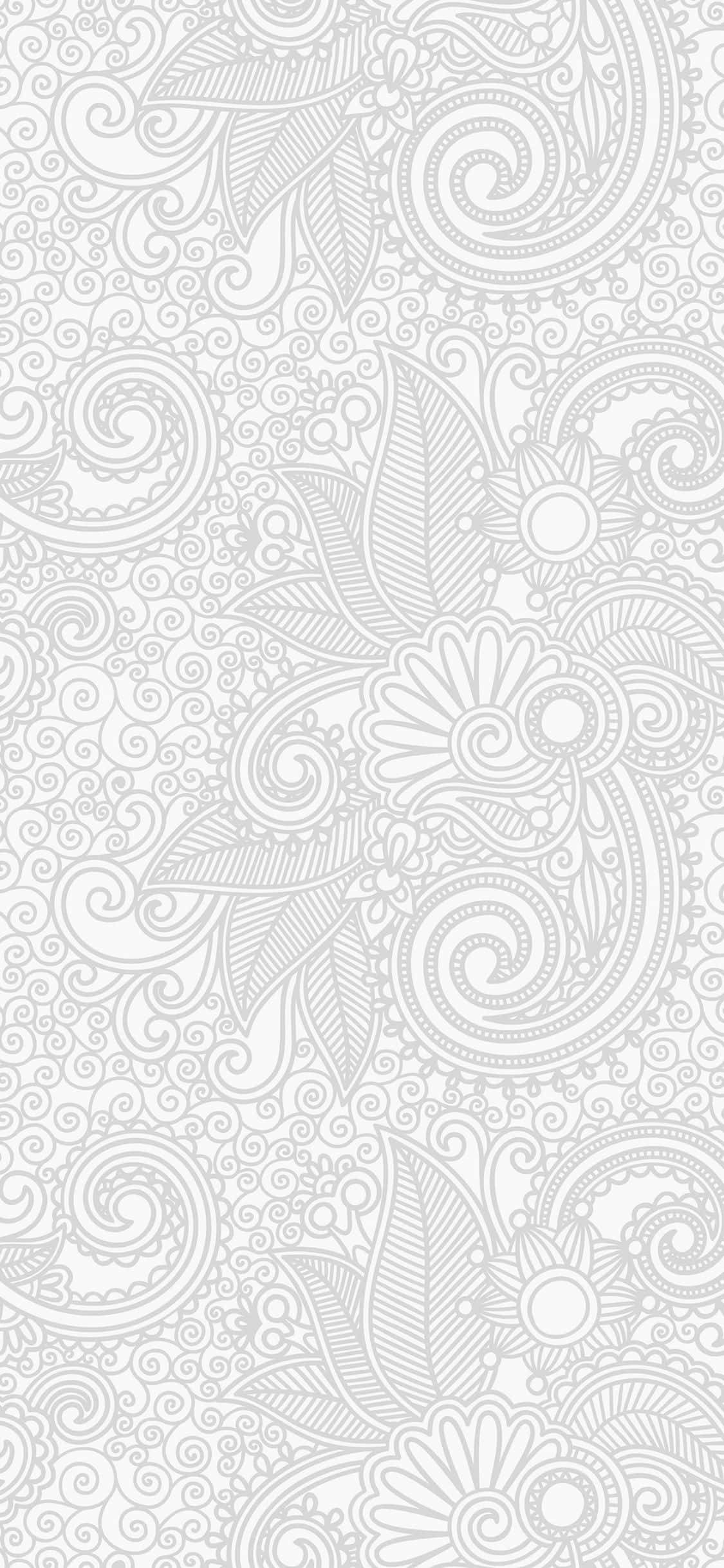 Paisley 桌布 壁紙 — 一幅複雜的單色壁紙，以精緻的線條藝術呈現旋轉的佩斯利和花卉圖案。