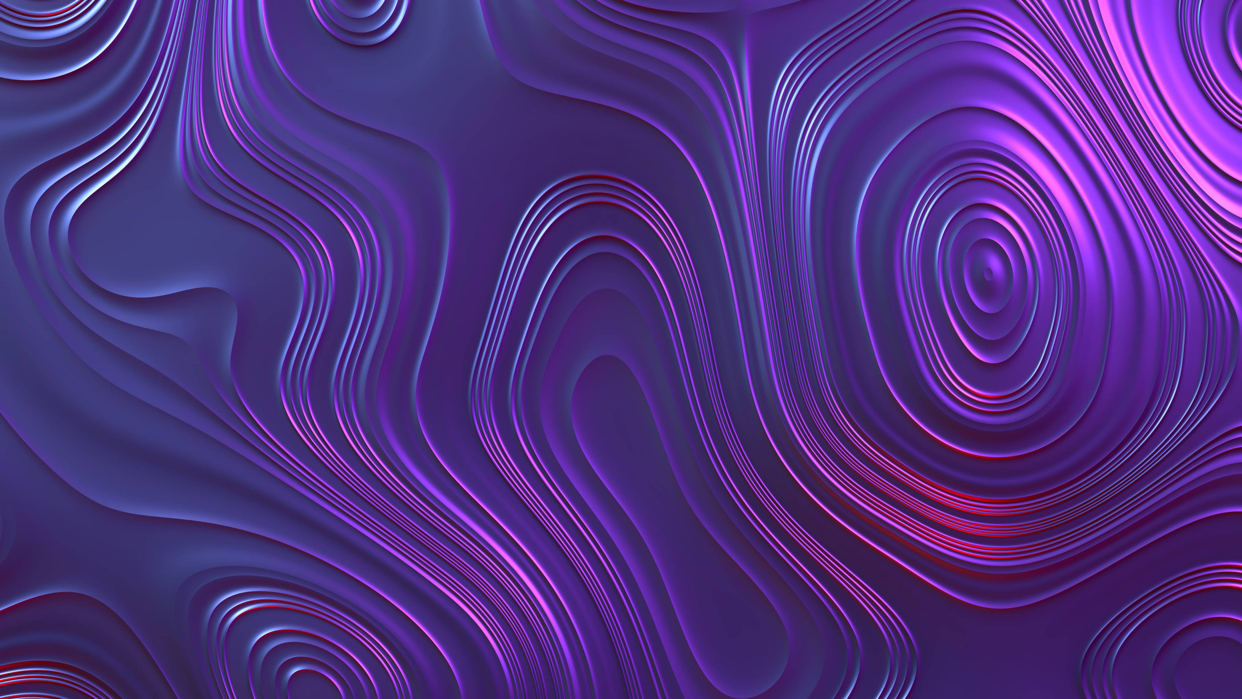 Violet Aesthetic 桌布 壁紙 — 一幅迷人的數位藝術作品，呈現流動的紫色和藍色波浪，帶有發光的高光和深邃的陰影。