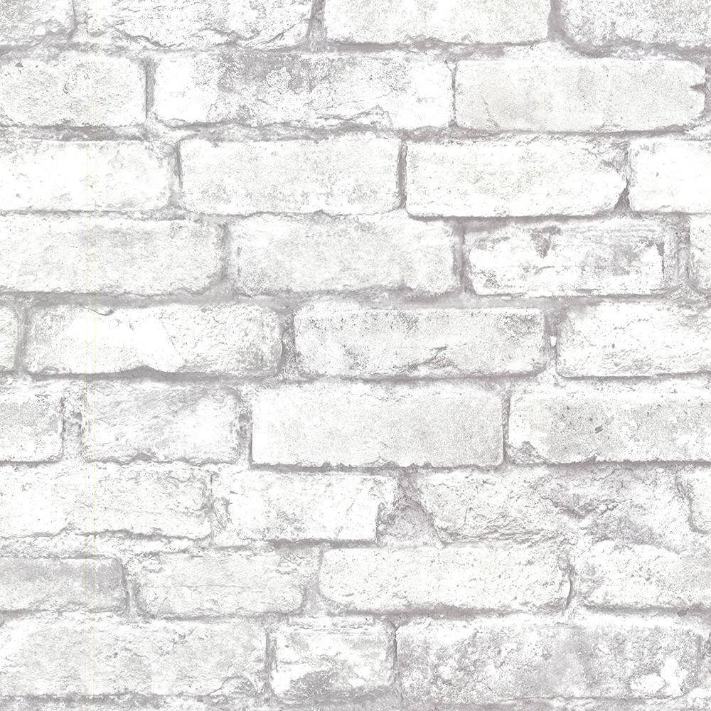 White Brick 桌布 壁紙 — 一幅風化白色磚牆的特寫，帶有紋理灰泥線條和微妙的灰色陰影。