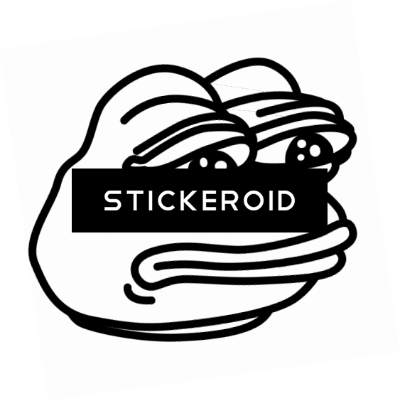 佩佩蛙 桌布 壁紙 — 一幅鮮明的黑白插圖，描繪Pepe the Frog迷因角色舉著寫有STICKEROID的牌子。