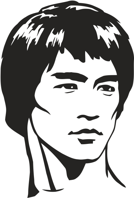李小龍 桌布 壁紙 — 一幅鮮明的黑白風格化肖像，描繪短髮閉眼的人物，以極簡線條藝術呈現。