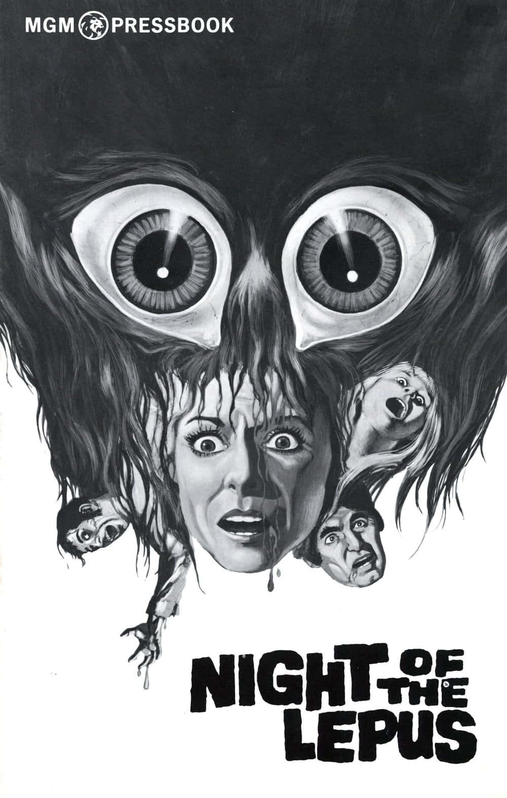 Scary Black And White 桌布 壁紙 — 一幅黑白恐怖插圖，描繪一個尖叫的女人，周圍有巨大的眼睛和漂浮的驚恐面孔。