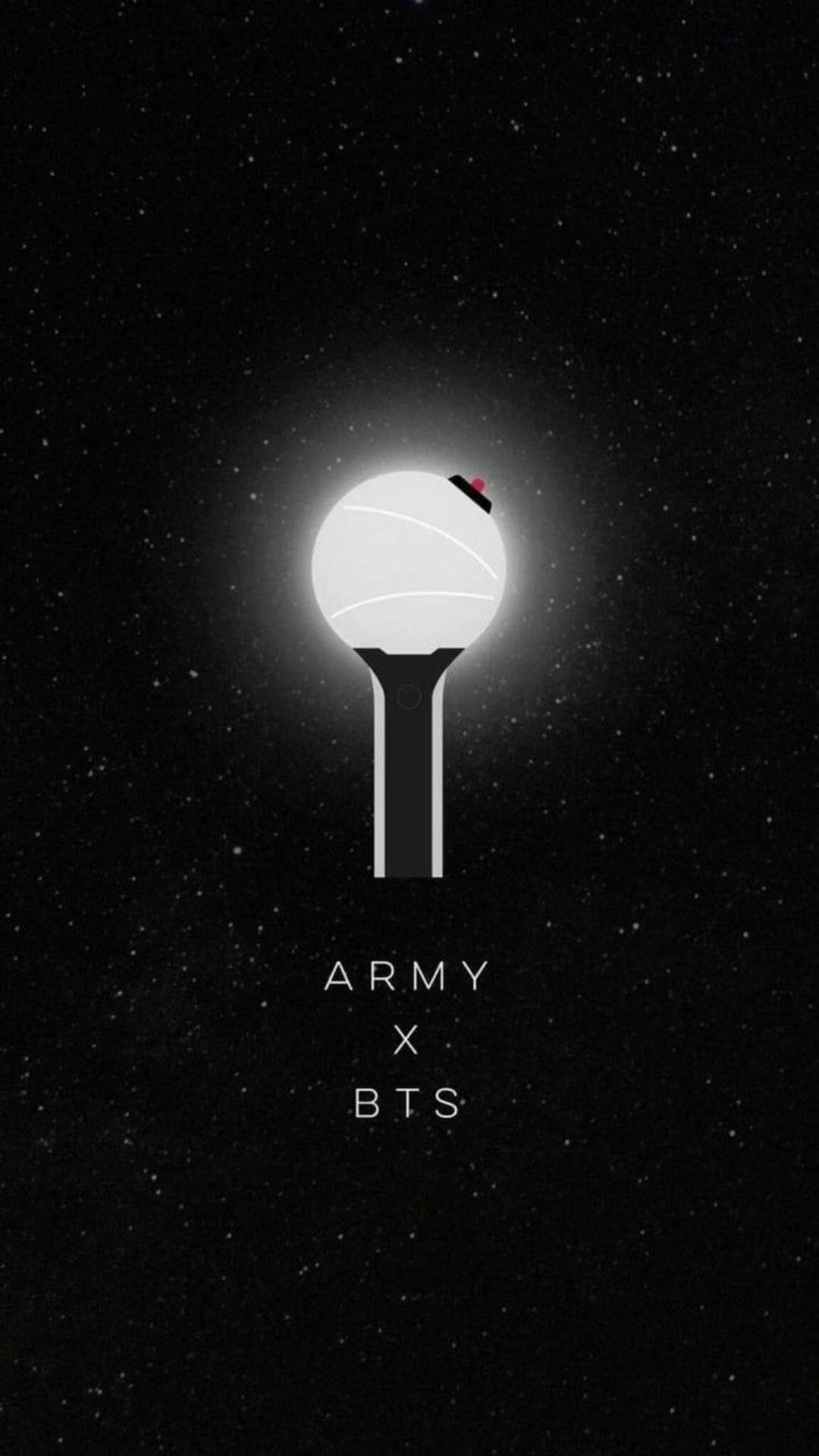 發光白色塔樓帶紅色心形，襯托繁星夜空，標示ARMY x BTS — BTS ARMY GIF 壁紙