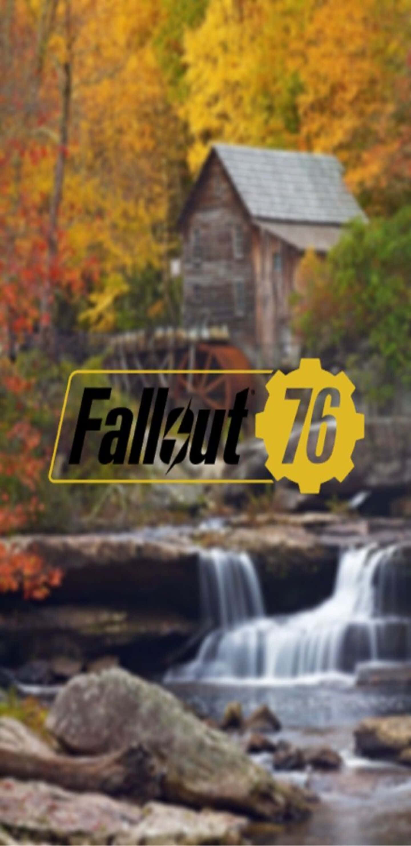 Pixel 3xl Fallout 76 桌布 壁紙 — 一座質樸的木製磨坊坐落在瀑布旁，周圍環繞著充滿活力的秋葉。