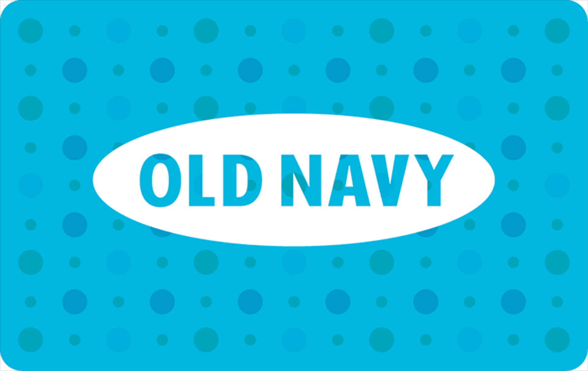 old 桌布 壁紙 — 一張亮藍色禮品卡，白色橢圓形內有「OLD NAVY」文字，並有散落的藍色圓點圖案。