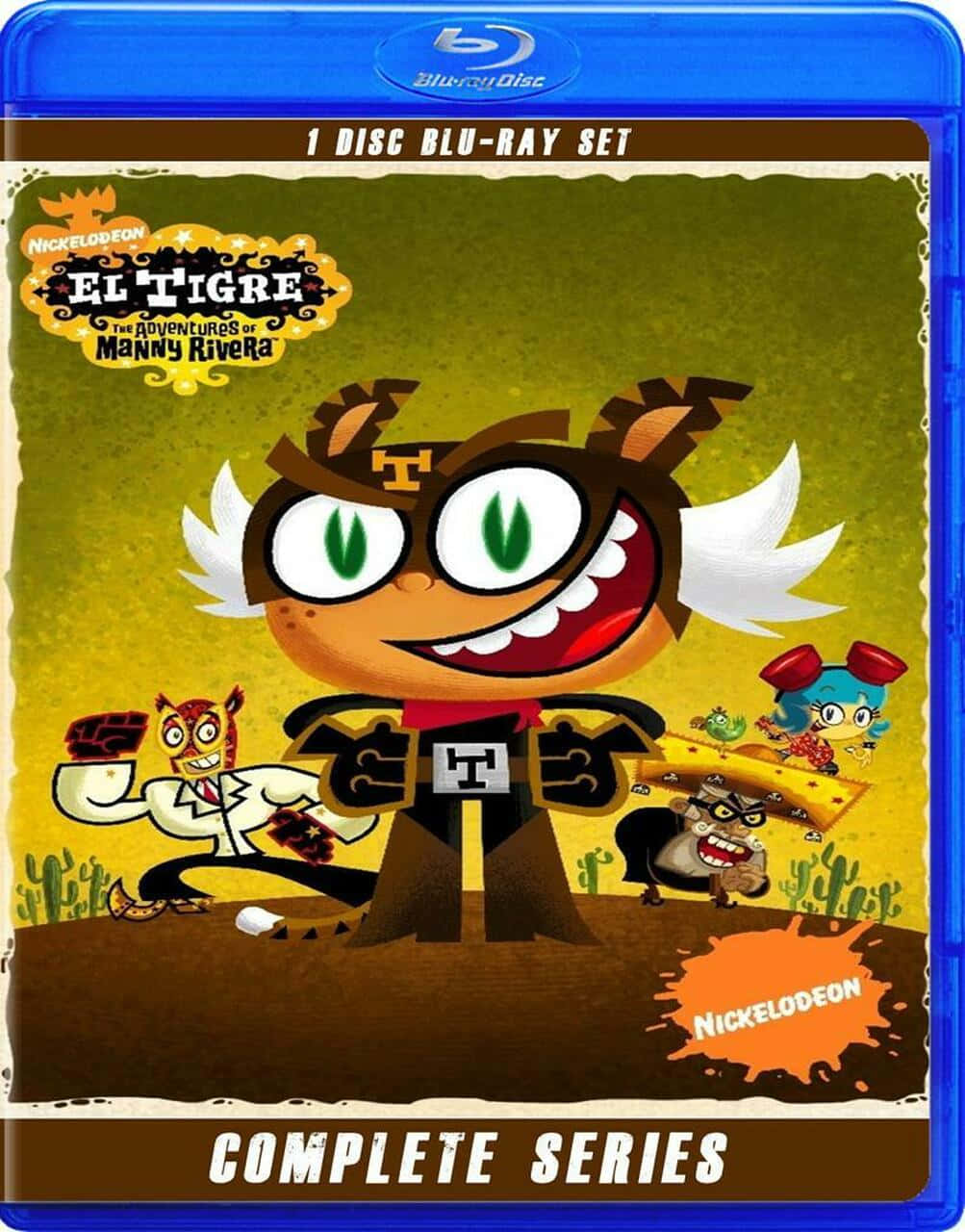 cartoons 桌布 壁紙 — 一張充滿活力的《El Tigre》卡通封面，主角以超級英雄姿勢登場，朋友們圍繞在他身邊，背景是沙漠。