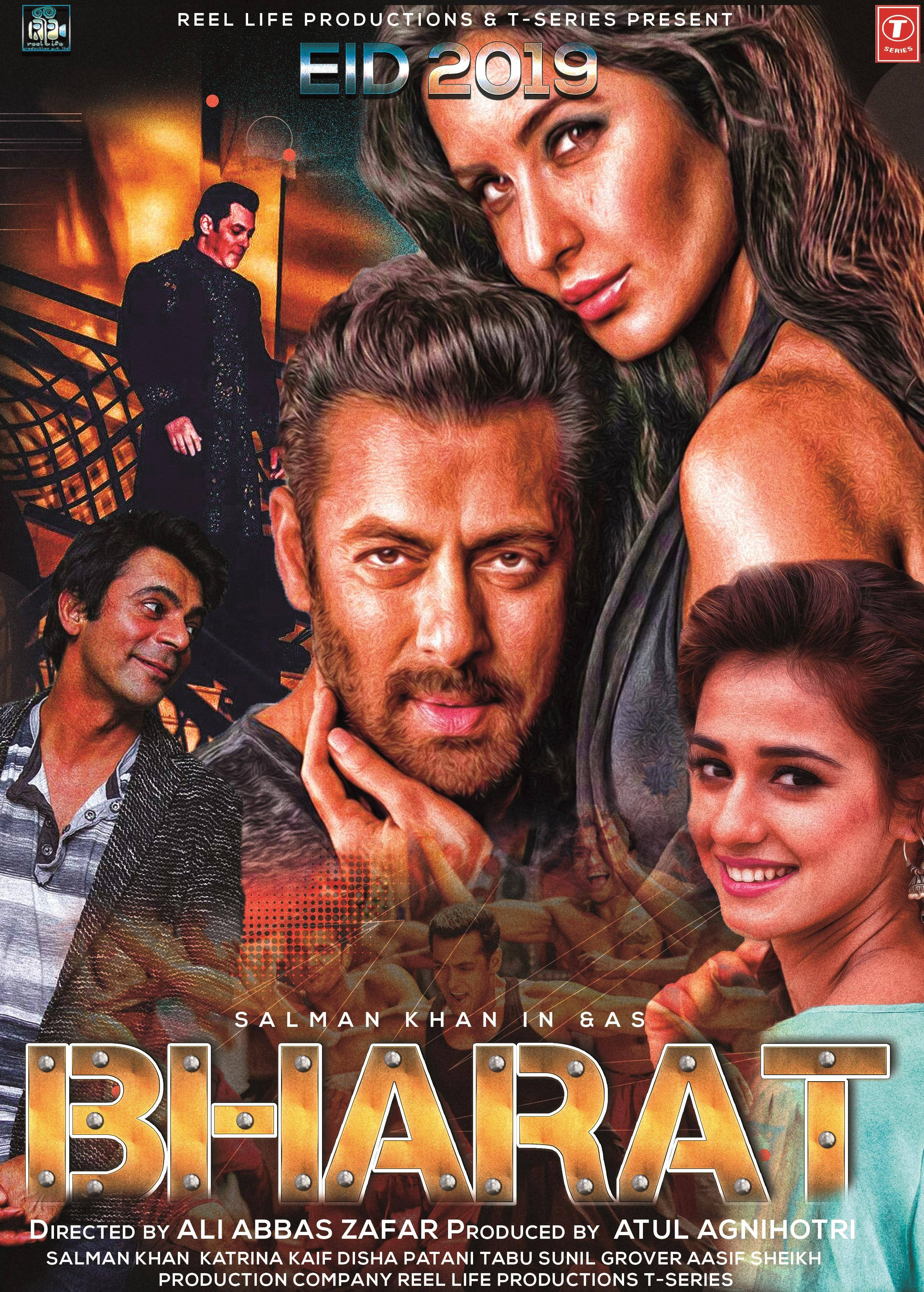 電影動圖 桌布 壁紙 — 一張充滿活力的寶萊塢電影海報， featuring Salman Khan 和 Katrina Kaif，帶有粗體金色文字和戲劇性燈光。