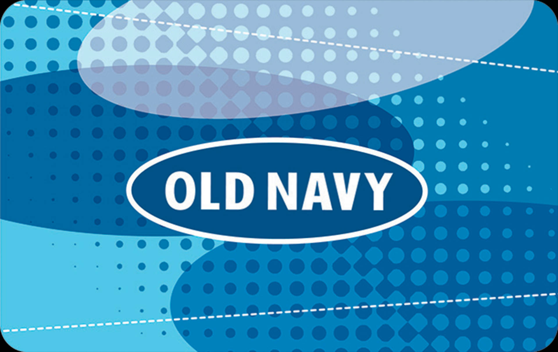 old 桌布 壁紙 — 一張充滿活力的藍色Old Navy禮品卡，帶有抽象幾何圖案和點狀紋理。