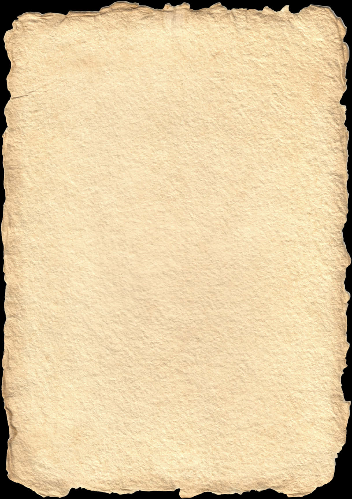 Old Paper 桌布 壁紙 — 一張古老的羊皮紙，邊緣參差不齊，表面有紋理，背景為黑色。