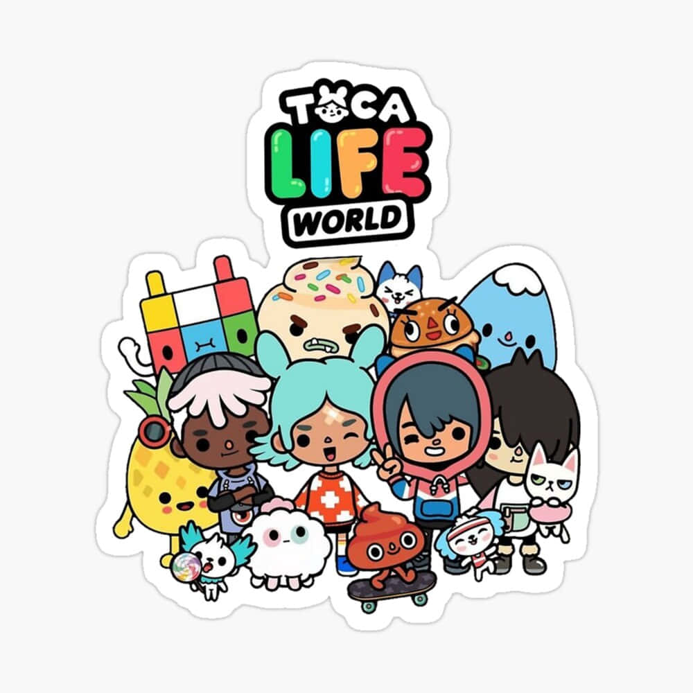 一張寫著「Toca Life World」的貼紙 壁紙