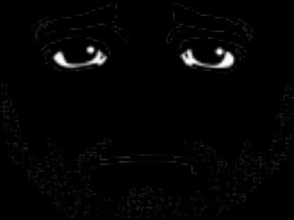Roblox Face 桌布 壁紙 — 一張強烈黑白對比的男性面孔特寫，雙眼發光，留有鬍鬚，背景漆黑一片。