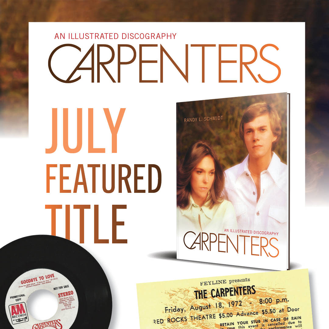 音樂 桌布 壁紙 — 一張復古音樂宣傳， featuring The Carpenters，包含專輯封面黑膠唱片和演唱會門票，背景為溫暖的秋日色調。